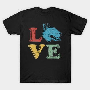 Love Bull Terrier Dog Owner Retro Style Design T-Shirt